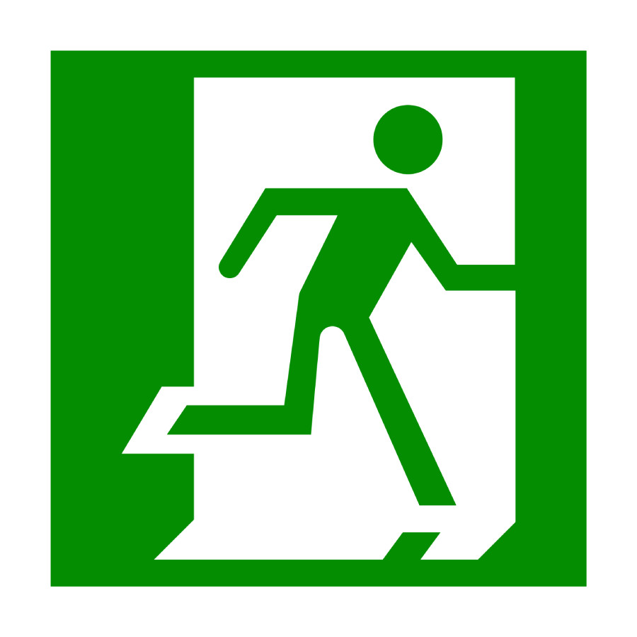 UZLĪME - EVAKUĀCIJAS IZEJA (ABOS VIRZIENOS)