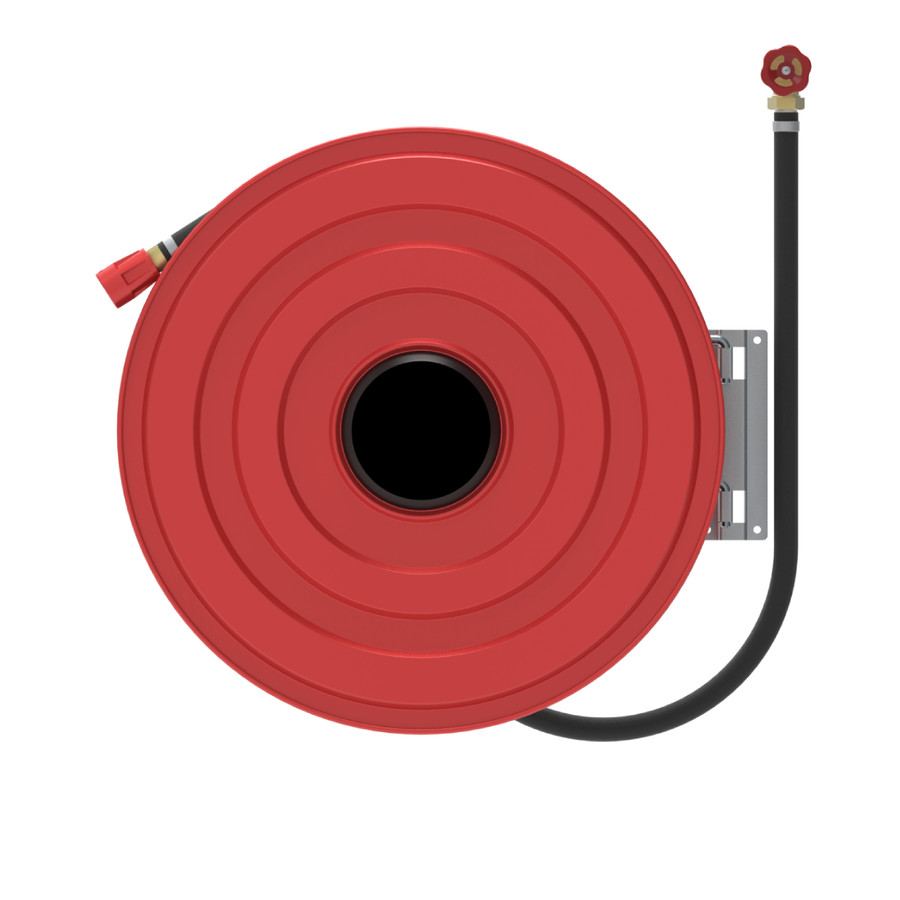 Uz sienas stiprināms rullis ar puscieto šļūteni DN25, ar rotējošu stiprinājumu 